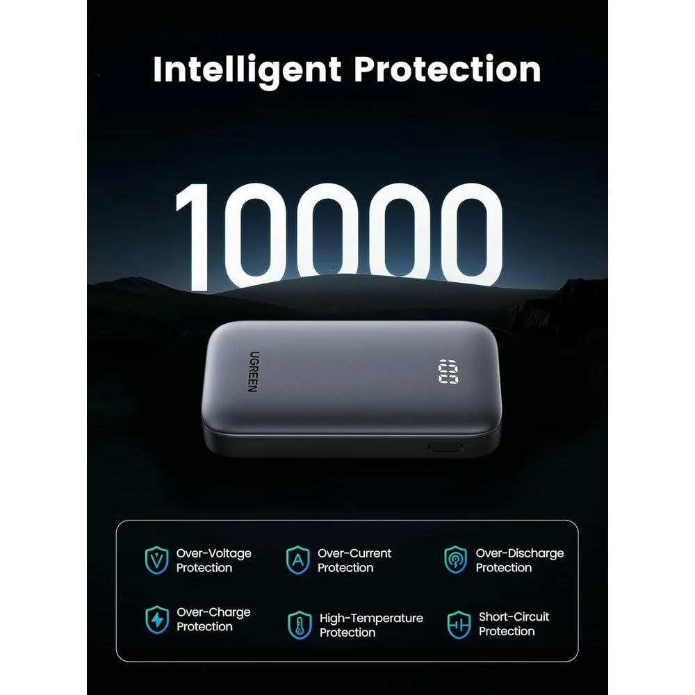 UGREEN PB502 Externe Batterij, 10000mAh, 30W, QC + PD, 1 x USB-A - 1 x USB-C, Grijs