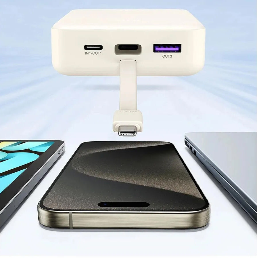 Externe Batterij UGREEN PB521, 20000mAh, 30W, QC + PD, 1 x USB-A - 2 x USB-C, Wit