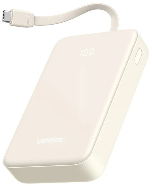 Externe Batterij UGREEN PB521, 20000mAh, 30W, QC + PD, 1 x USB-A - 2 x USB-C, Wit