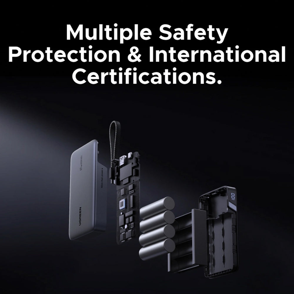 Batterie Externe UGREEN PB550, 20000mAh, 67W, QC + PD, 1 x USB-A - 2 x USB-C, Gris