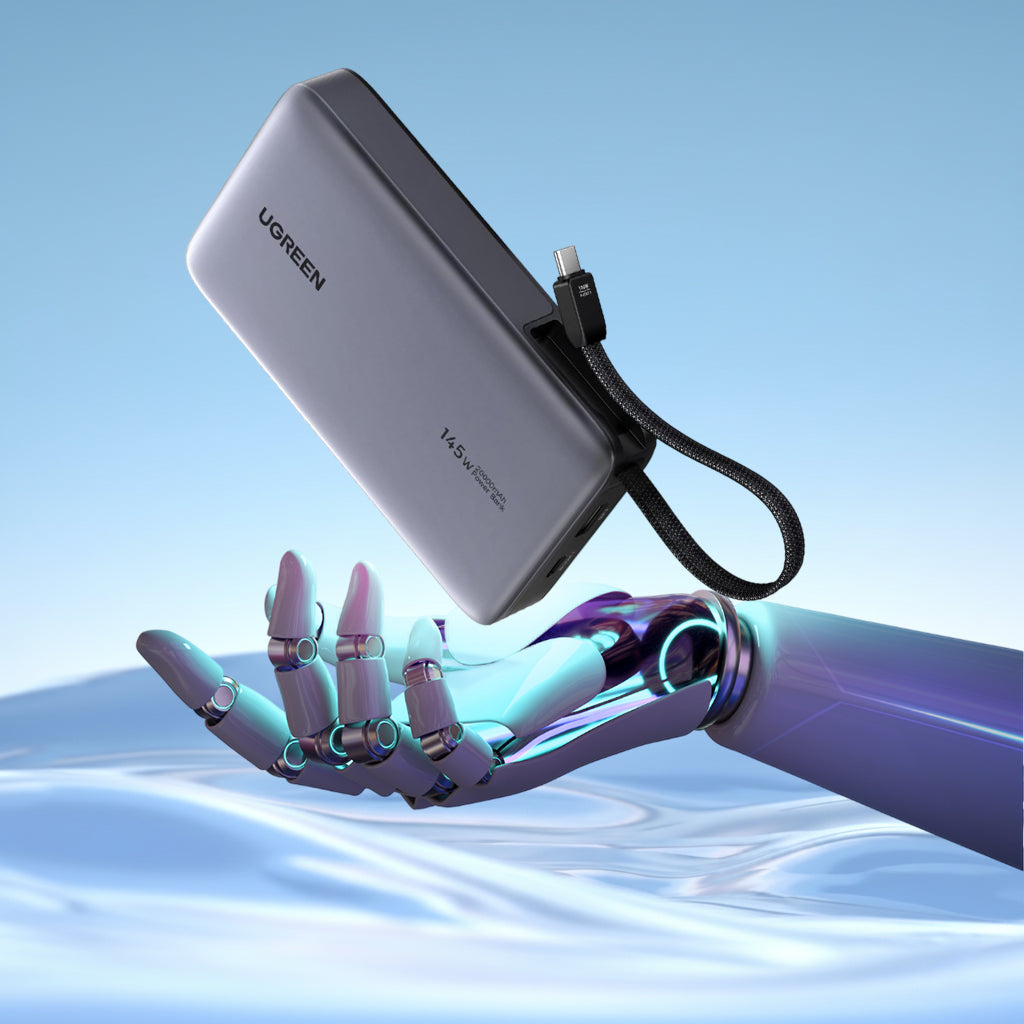 Batterie Externe UGREEN PB551 (55992), 20000mAh, 145W, QC + PD, 1 x USB-A - 2 x USB-C, Gris