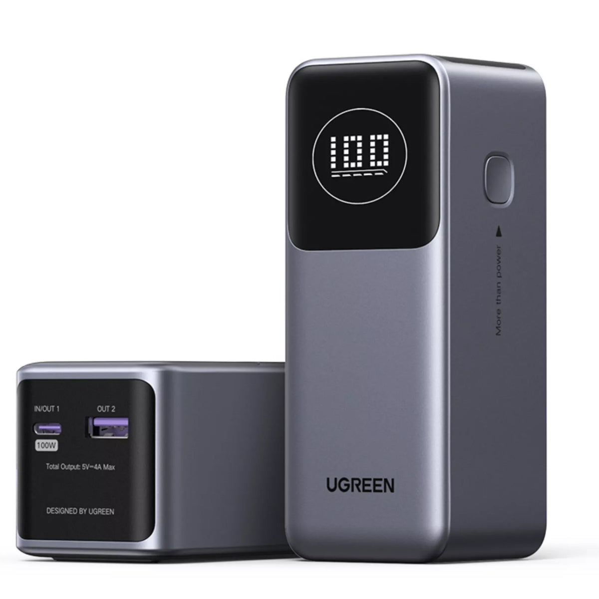 Externe Batterij UGREEN PB724, 12000mAh, 100W, QC + PD, 1 x USB-A - 1 x USB-C, Gri