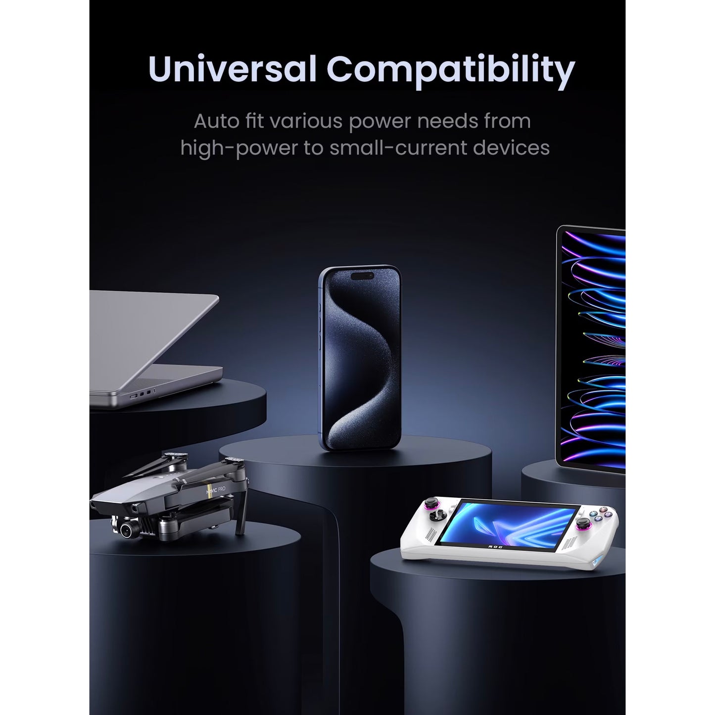 Externe Batterij UGREEN PB770, 48000mAh, 300W, QC + PD, 2 x USB-A - 3 x USB-C, Gri