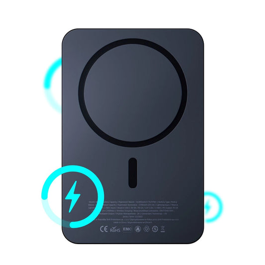 3MK MagSynergy Wireless External Battery, 5000mAh, 18W, PD + FQI, 1 x QI - 1 x USB-C, Schwarz