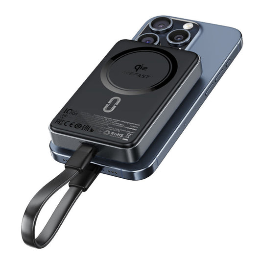 Externer Wireless Akku Acefast M11, 10000mAh, 30W, PD + FQI, 1 x QI - 1 x USB-C, Schwarz