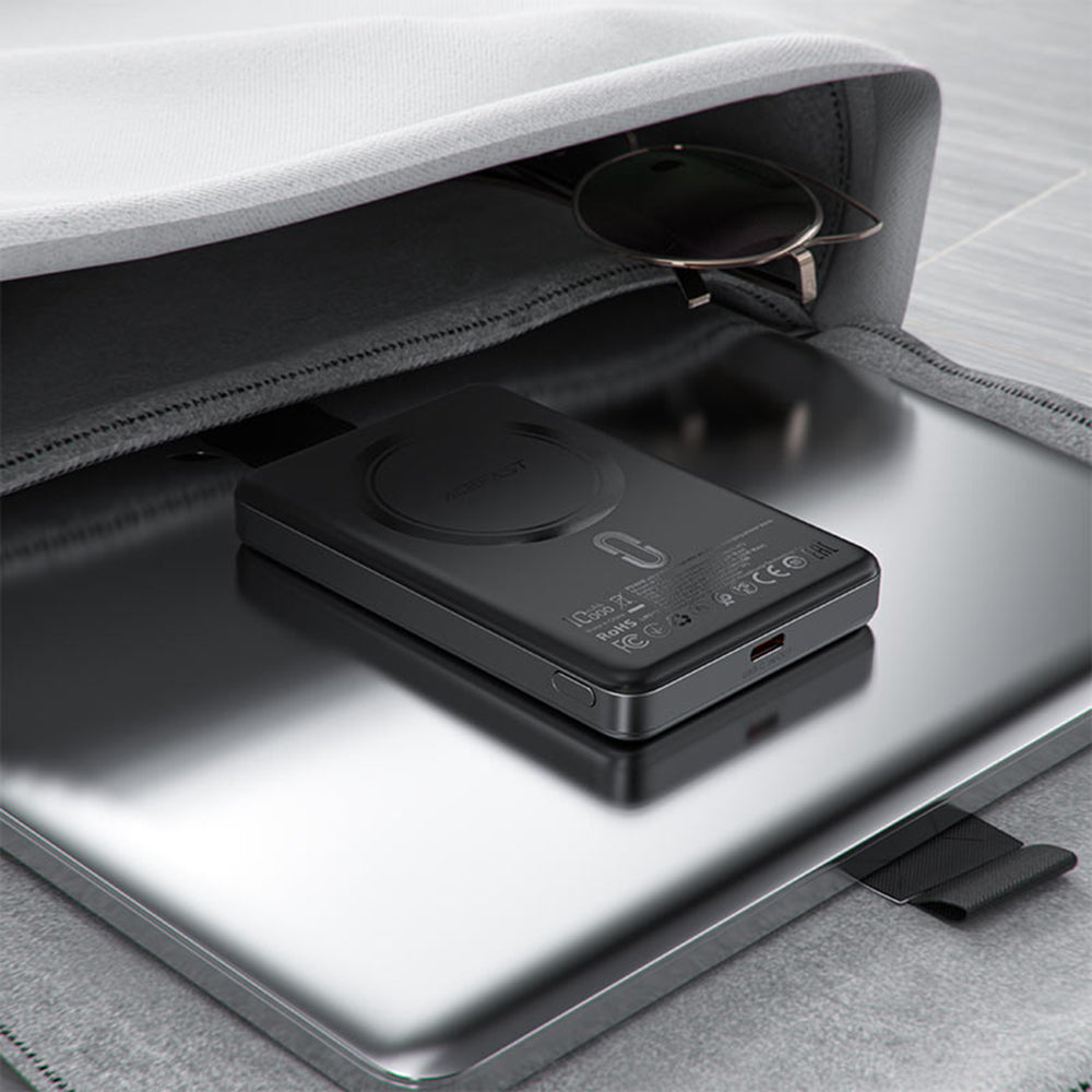 Batterie Externe Sans Fil Acefast M12, 10000mAh, 20W, PD + FQI, 1 x QI - 1 x USB-C, Noire