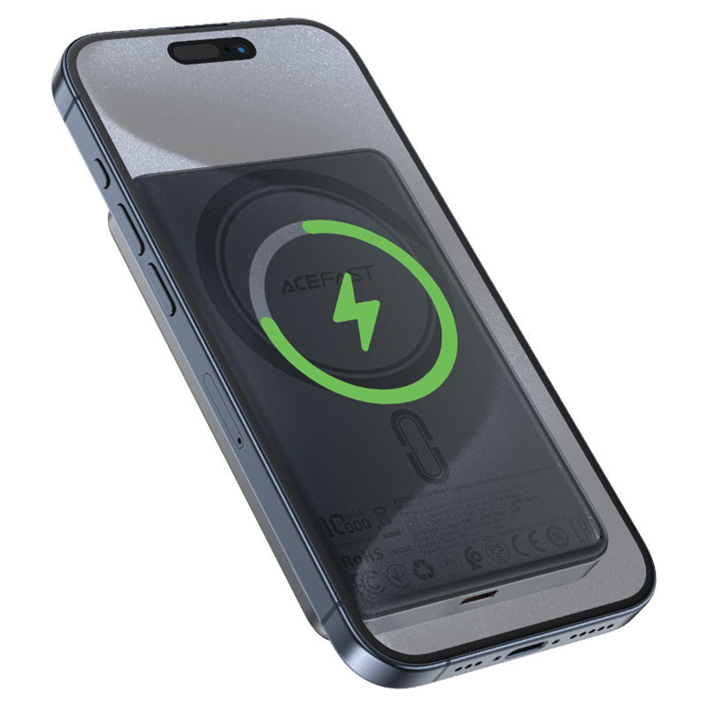 Batterie Externe Sans Fil Acefast M12, 10000mAh, 20W, PD + FQI, 1 x QI - 1 x USB-C, Noire