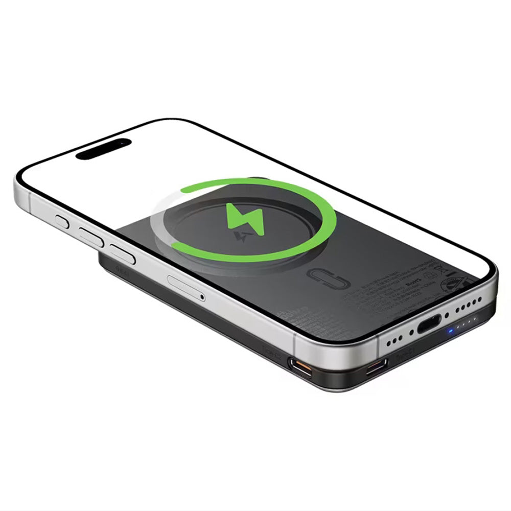 Batterie Externe Sans Fil Acefast M30, 5000mAh, 20W, PD + FQI, 1 x QI - 2 x USB-C, Noire