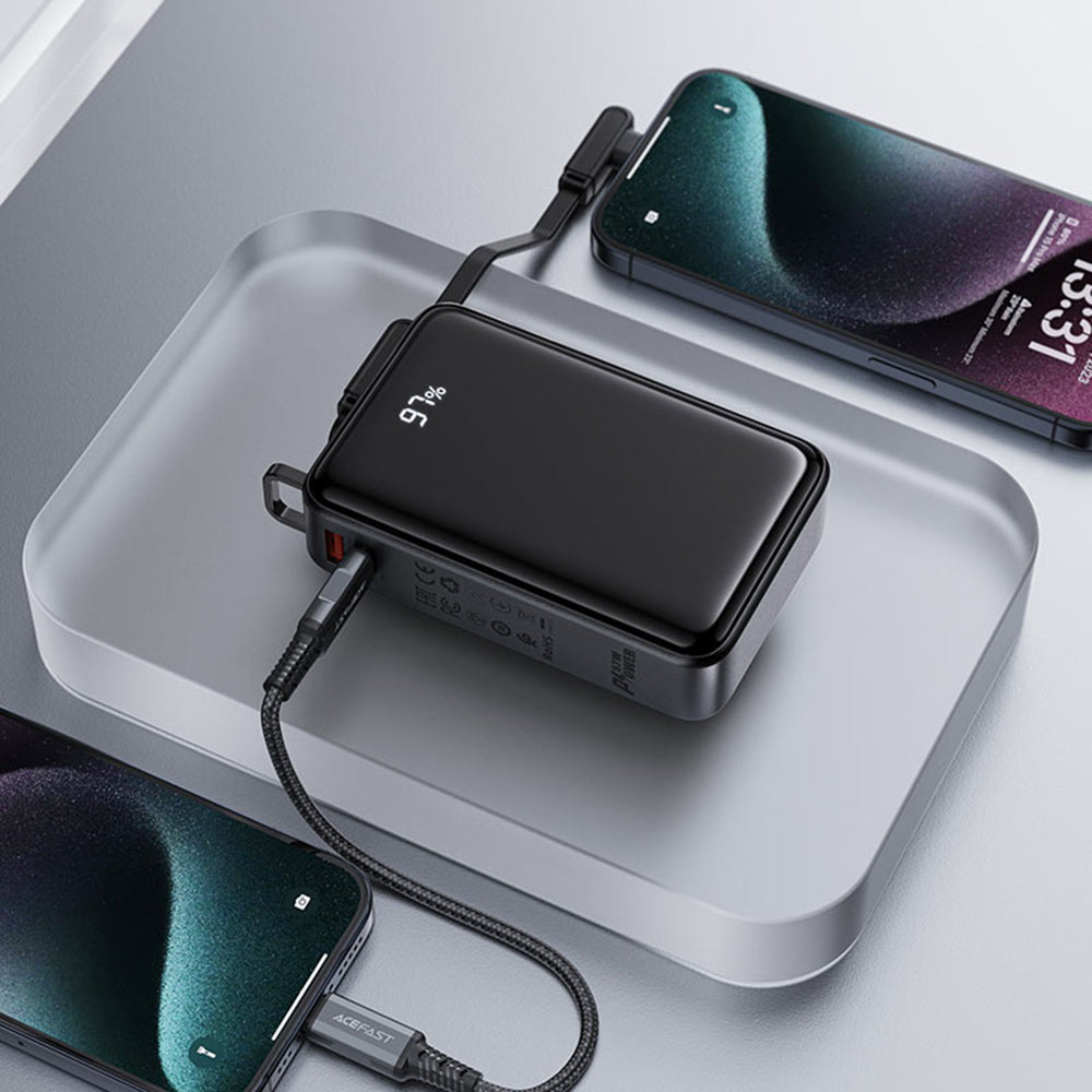 Externer Akku Acefast M4, 20000mAh, 67W, PD, 1 x USB-A - 2 x USB-C, Schwarz