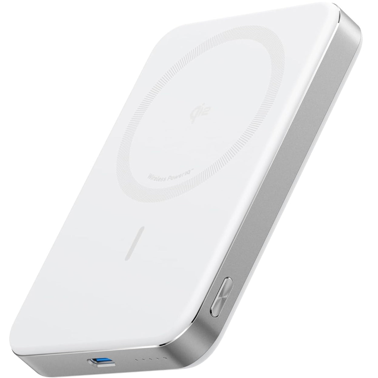 Anker MagGo Slim Draadloze Externe Batterij, 10000mAh, 30W, PD + FQI, 1 x QI - 1 x USB-C, Wit A1664H21 A1664H21