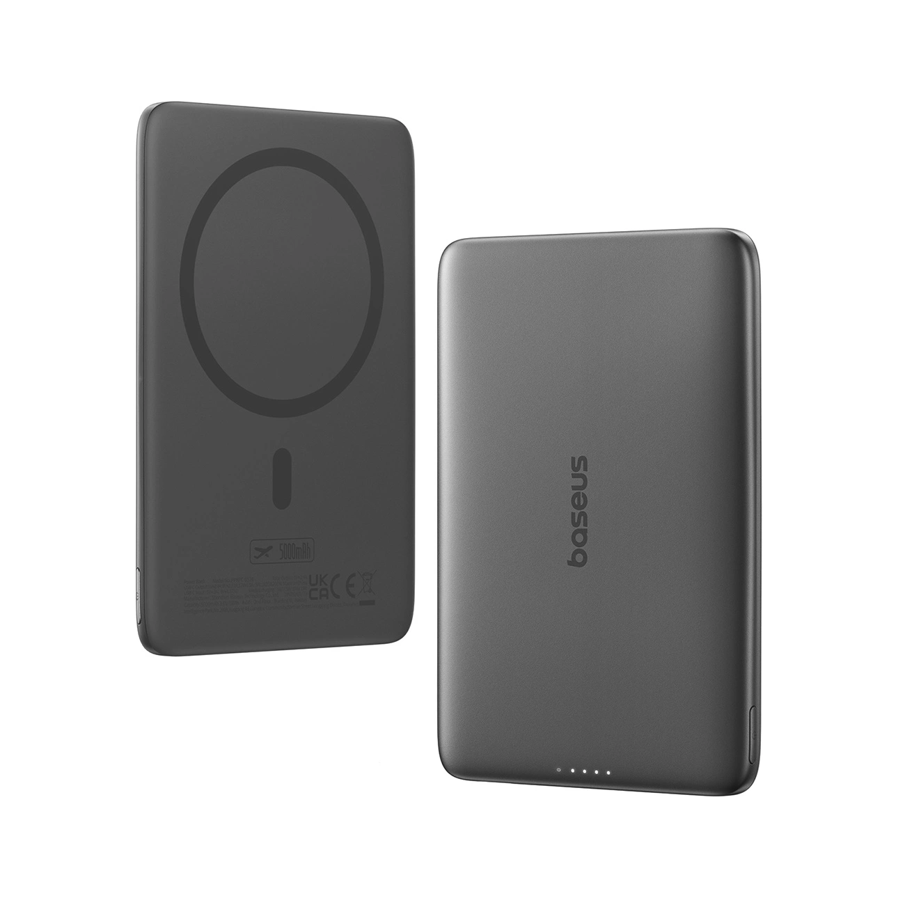 Baseus PicoGo AM41 Wireless External Battery, 5000mAh, 20W, PD + FQI, 1 x QI - 1 x USB-C, Black