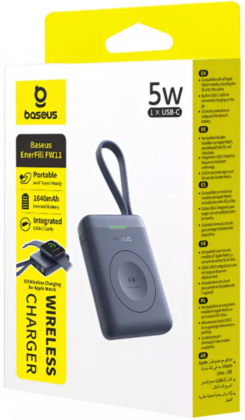 Wireless Powerbank Baseus EnerFill FW11 für Apple Watch Series, 1640mAh, 5W, 1 x QI, Schwarz E0205301