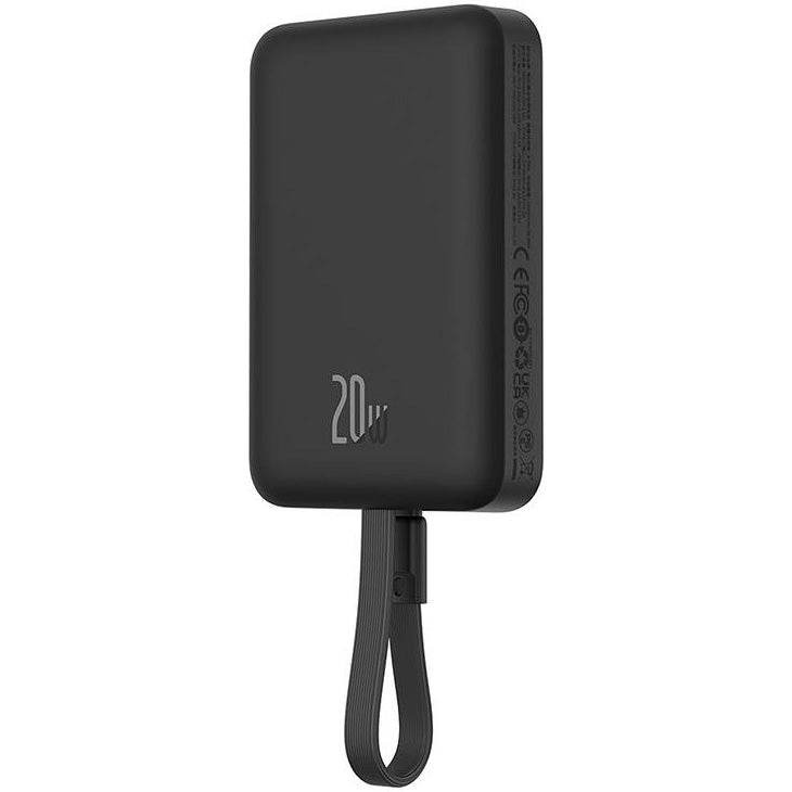 Draadloze Externe Batterij Baseus Magnetic Mini, 10000mAh, 20W, PD + FQI, 1 x Lightning - 1 x QI - 1 x USB-C, Zwart P10022109113-00