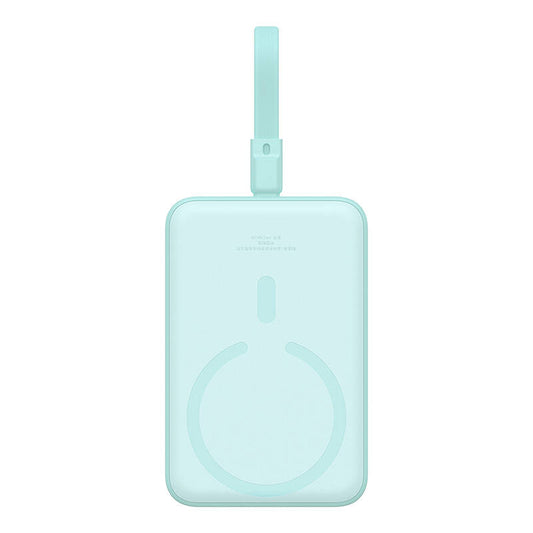 Draadloze Externe Batterij Baseus Magnetic Mini, 10000mAh, 20W, PD + FQI, 1 x Lightning - 1 x QI - 1 x USB-C, Groen P10022109333-00