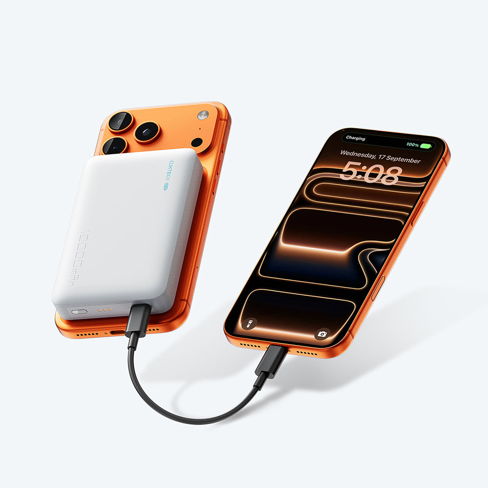 Batterie Externe Sans Fil Cuktech WPB100N, 10000mAh, 20W, PD + FQI, 1 x QI - 1 x USB-C, Blanche CKWPB100NGLGR