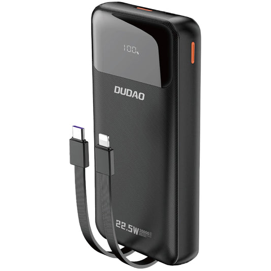 Batterie externe Dudao K15Pro, 20000mAh, 22.5W, QC + PD, 1 x USB-A - 1 x USB-C, Noir
