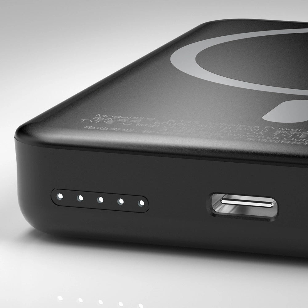 Draadloze Externe Batterij Dudao K14S, 5000mAh, 10W, PD + QI, 1 x QI - 1 x USB-C, Zwart