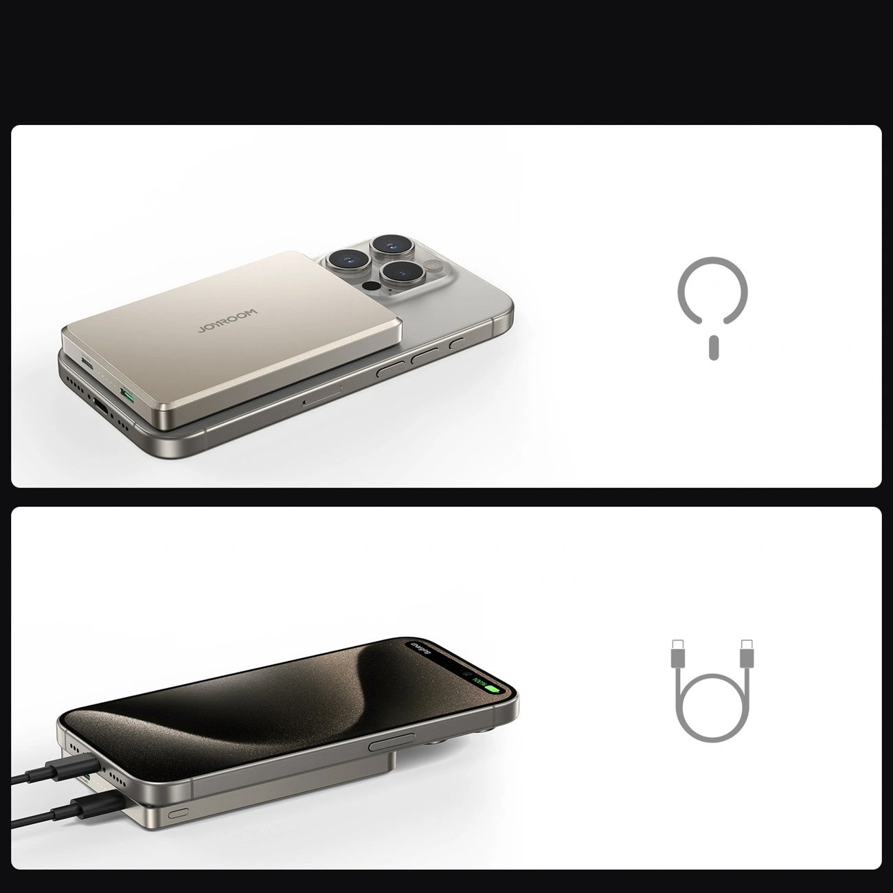 Batterie Externe Sans Fil Joyroom JR-PBM08 Pro, 10000mAh, 22.5W, PD + FQI, 1 x QI - 2 x USB-C, Beige