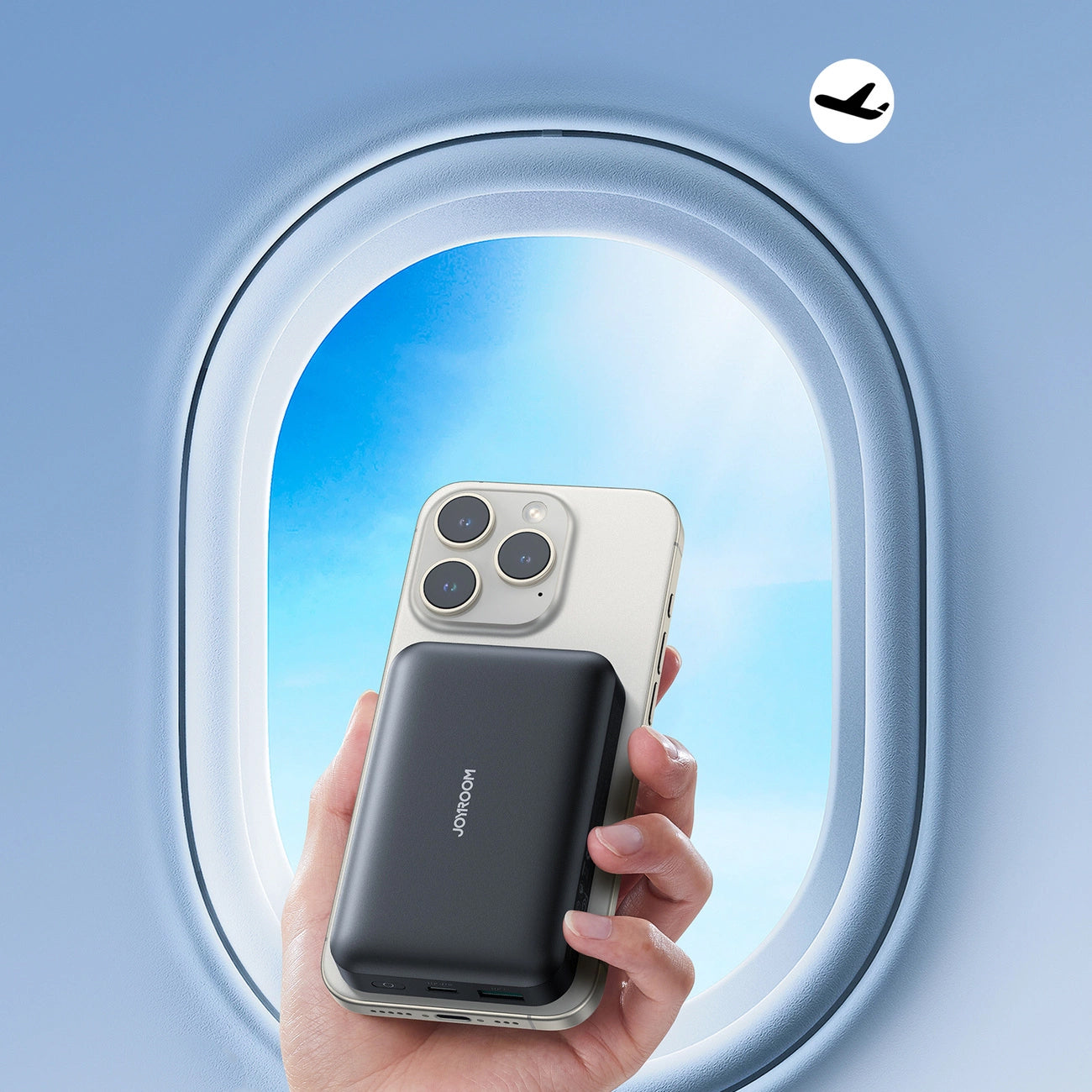 Draadloze Externe Batterij Joyroom JR-W020, 10000mAh, 20W, QC + PD + FQI, 1 x QI - 1 x USB-A - 1 x USB-C, Zwart