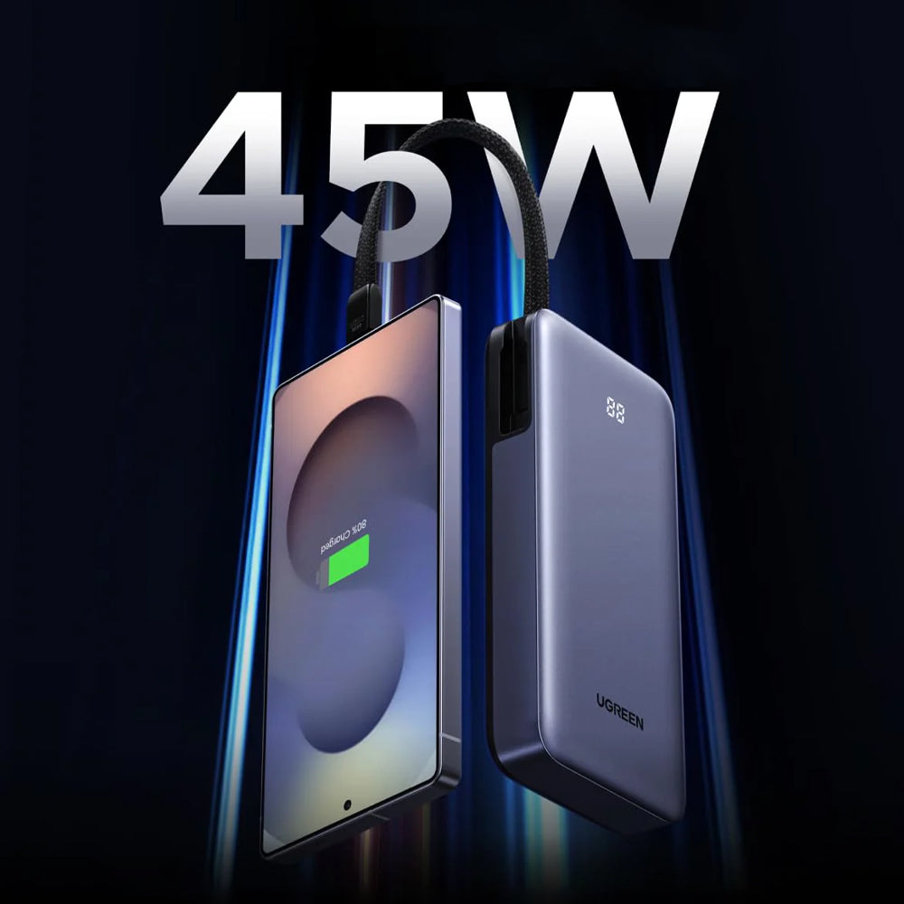 Batterie Externe UGREEN PB536 (55988B), 20000mAh, 45W, QC + PD, 1 x USB-A - 2 x USB-C, Gris