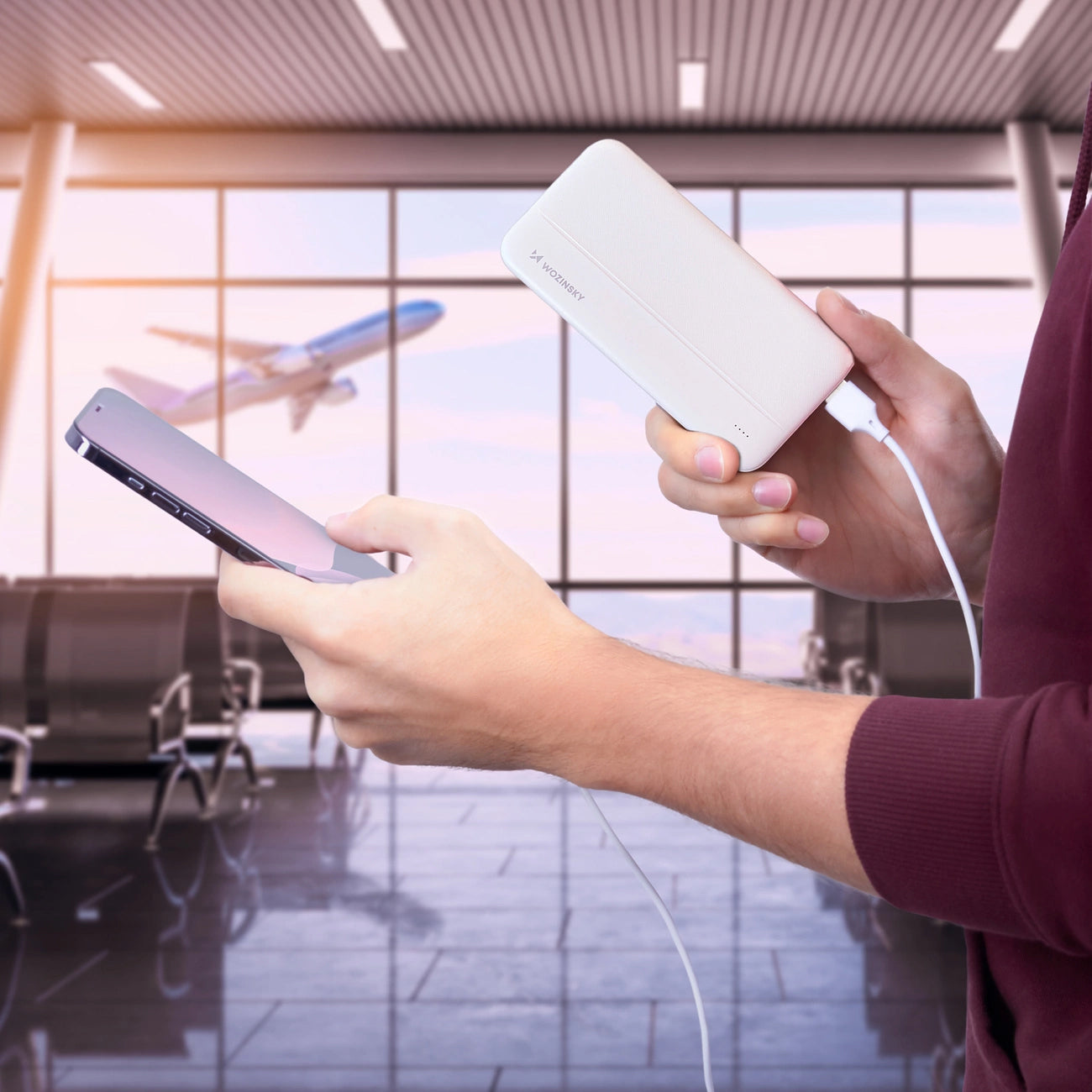 Externe Batterij WZK WPBWE1, 10000mAh, 10W, 2 x USB-A, Wit