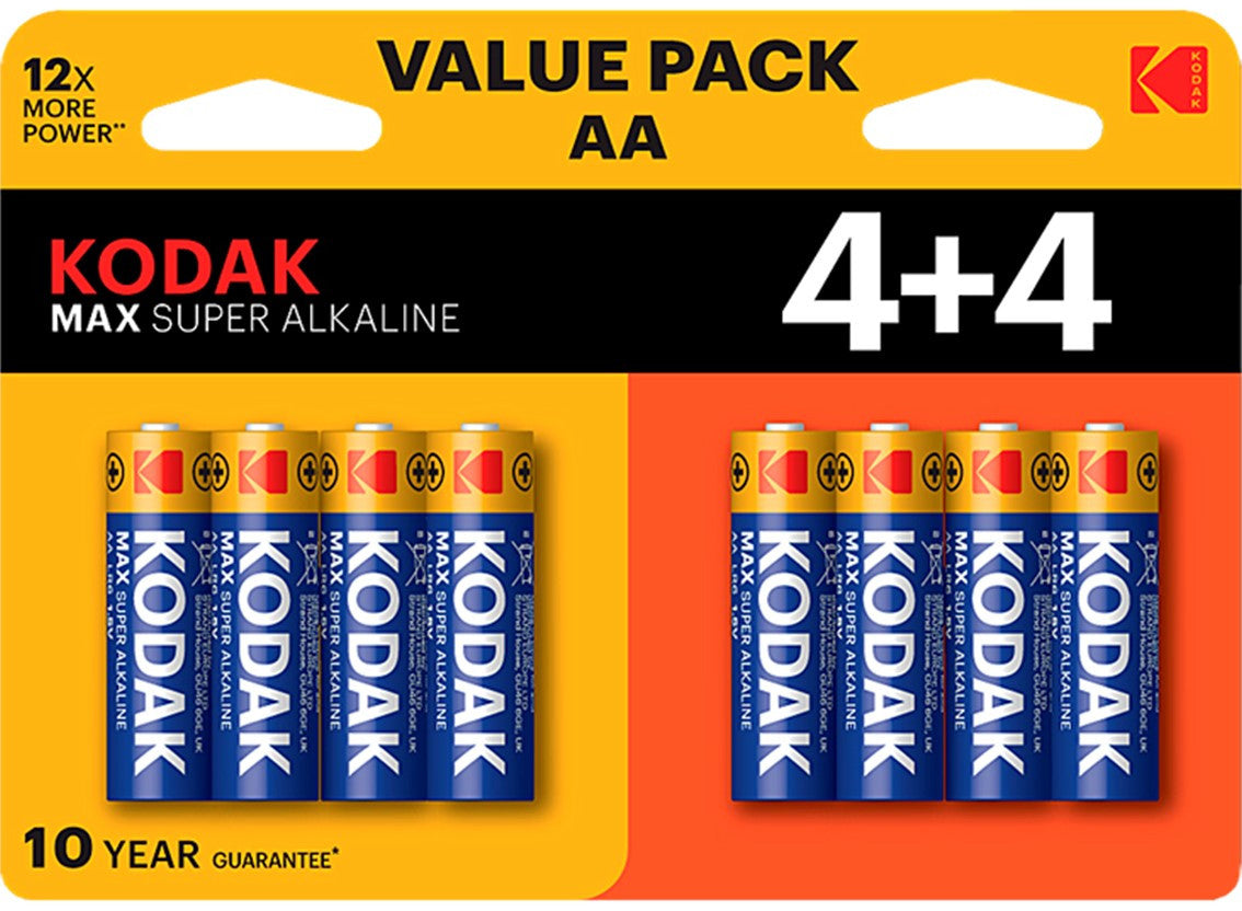 Kodak Max Super Alkaline batterij, AA / LR6, set van 8 stuks