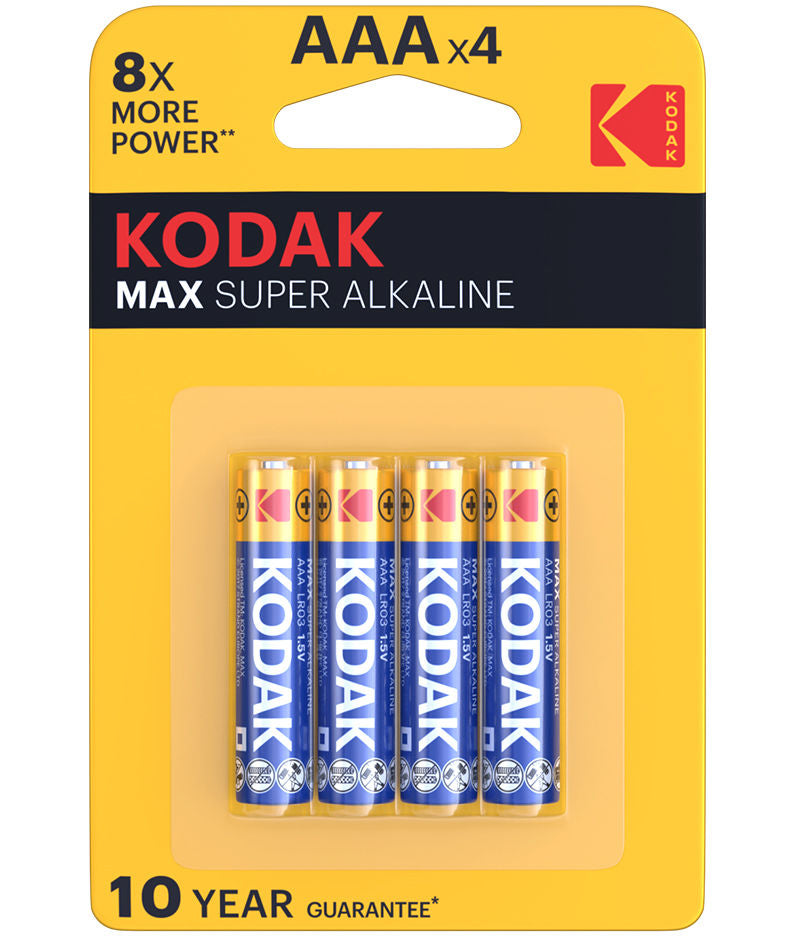 Pile Kodak Max Super Alcaline, AAA / LR3, Lot de 4 pièces