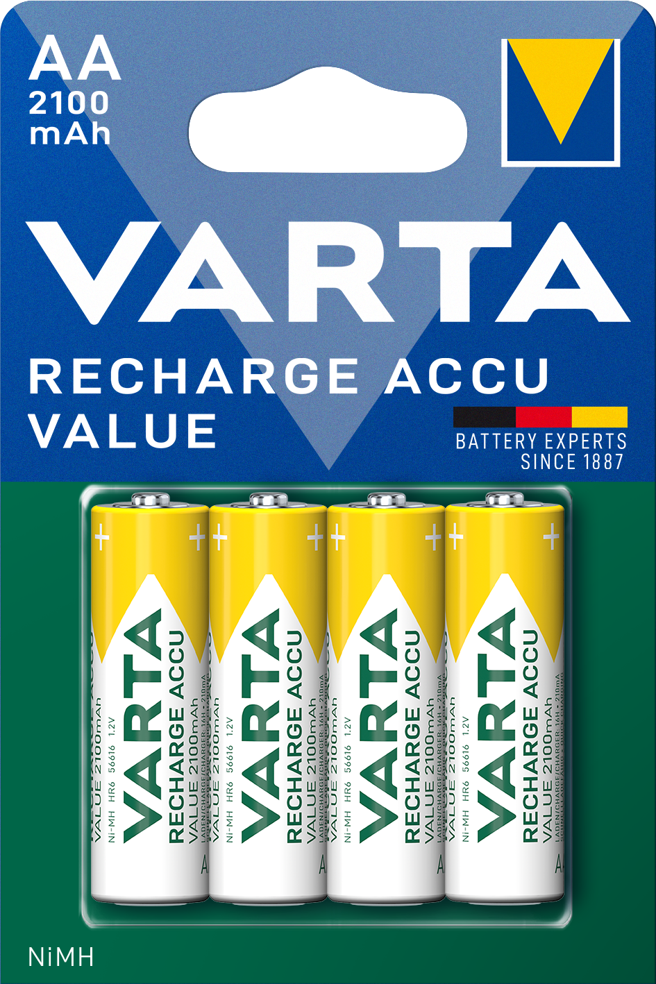 Oplaadbare Batterij Varta Professional, AA / LR6, 2100mAh, Set van 4 stuks