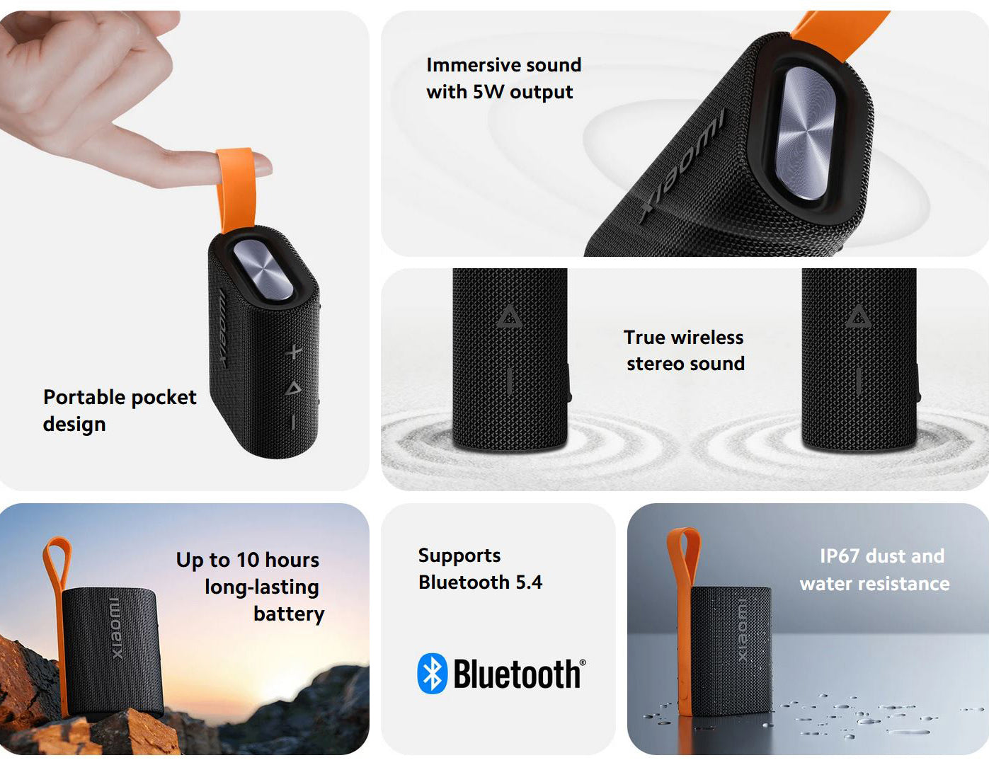 Draagbare Bluetooth Speaker Xiaomi Sound Pocket, 5W, Waterdicht, Zwart QBH4269GL