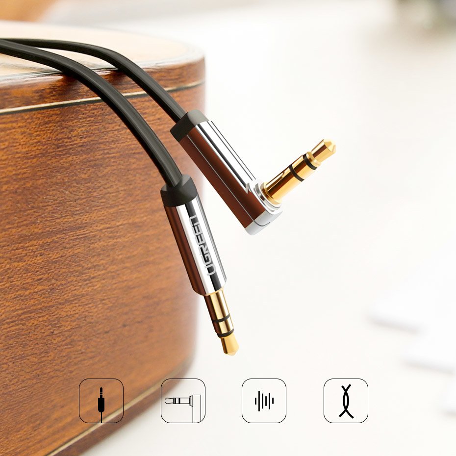 Audio Kabel 3.5mm - 3.5mm UGREEN AV112 Angled, 1m, Zwart