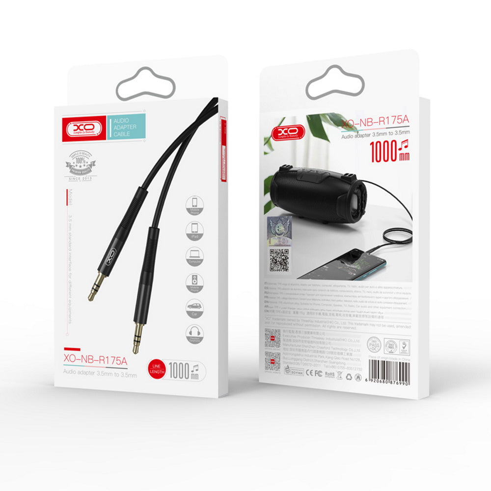 Audio-Kabel 3.5mm - 3.5mm XO Design NB-R175B, 2m, Schwarz