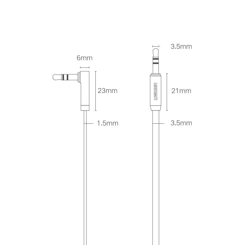 Audio Kabel 3.5mm - 3.5mm UGREEN AV112 Angled, 1m, Zwart