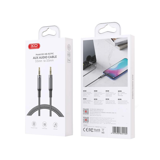 Câble Audio 3.5mm - 3.5mm XO Design NB-R279C, 1m, Noir