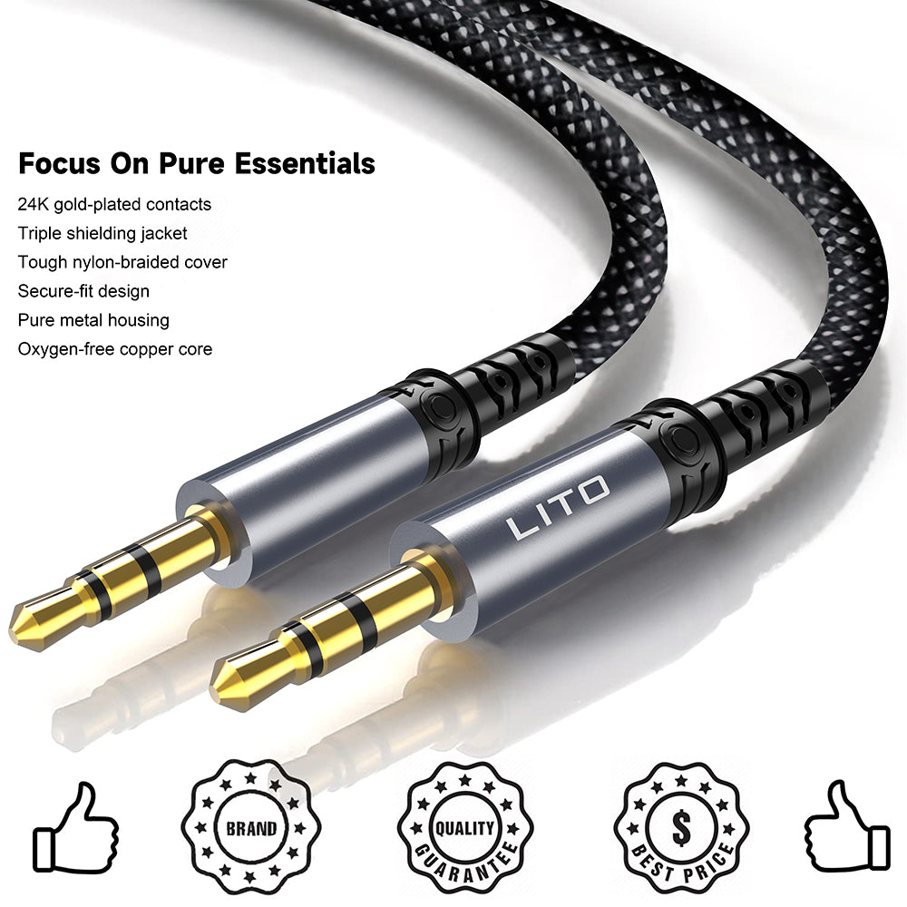 Audio Kabel 3.5mm - 3.5mm Lito LA01D, 1m, Zwart