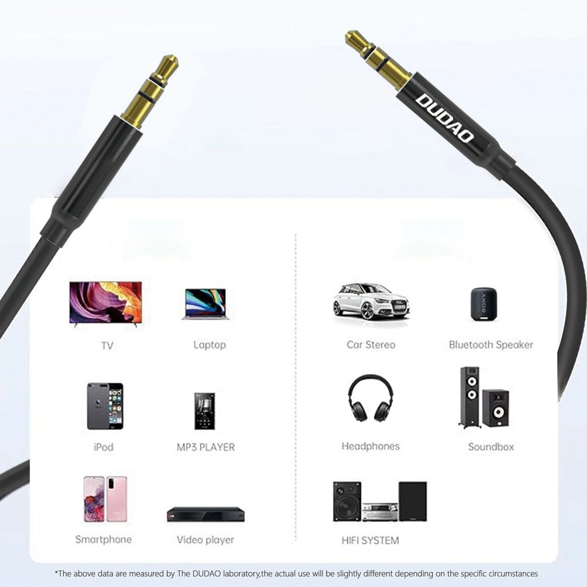 3,5mm - 3,5mm Dudao L12s audiokabel, 1m, zwart