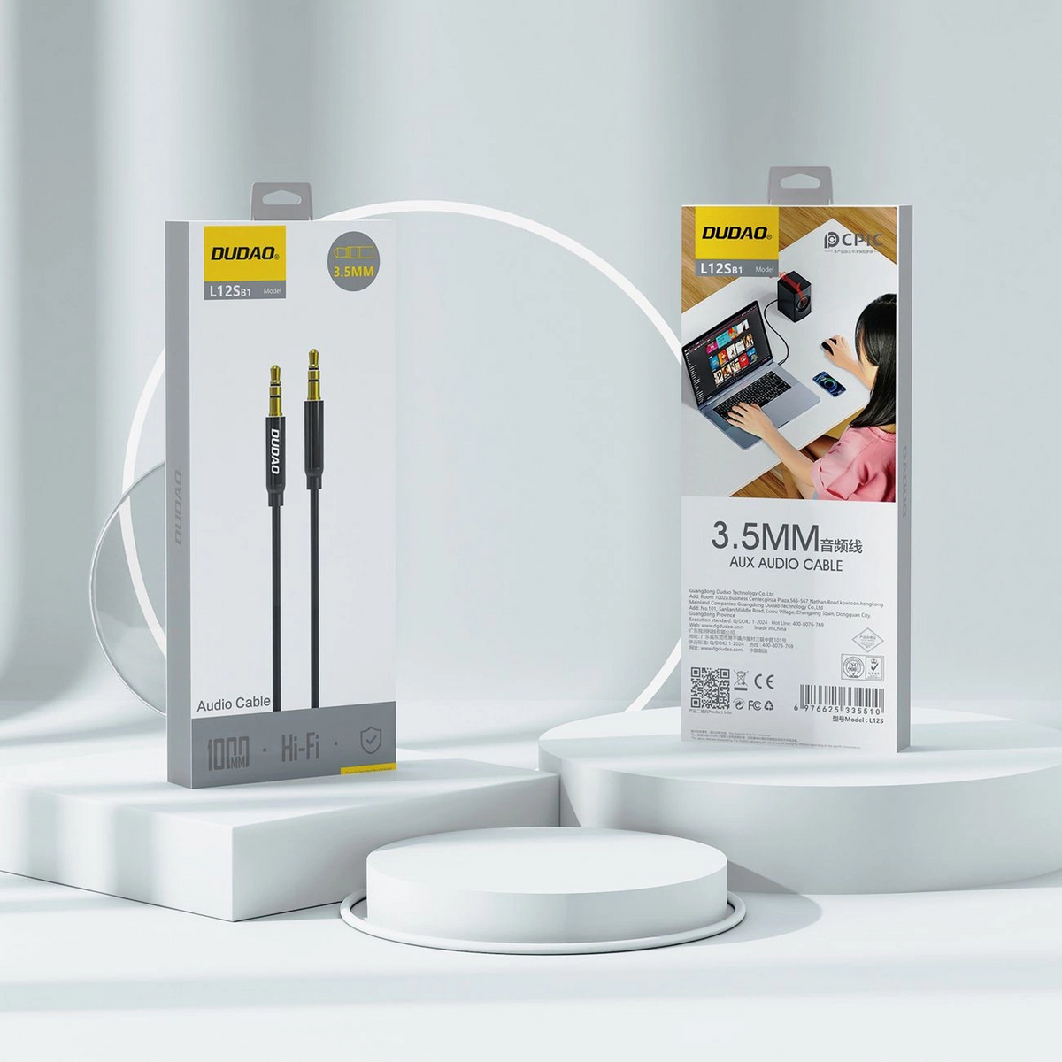3,5mm - 3,5mm Dudao L12s audiokabel, 1m, zwart