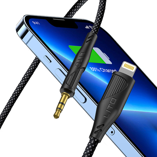 Audio Kabel Lightning - 3.5mm Lito LA02, 1m, Zwart