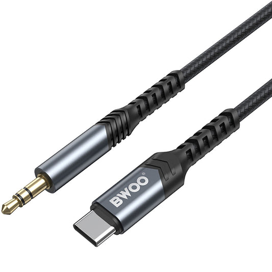Câble audio USB-C - 3,5 mm BWOO BO-AUX066, 1,2 m, noir