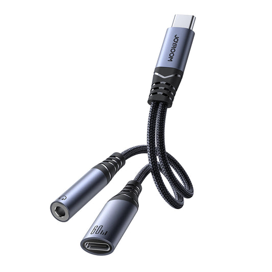 Câble Audio USB-C - 3.5mm / USB-C Joyroom SY-C02, 0.14m, Noir