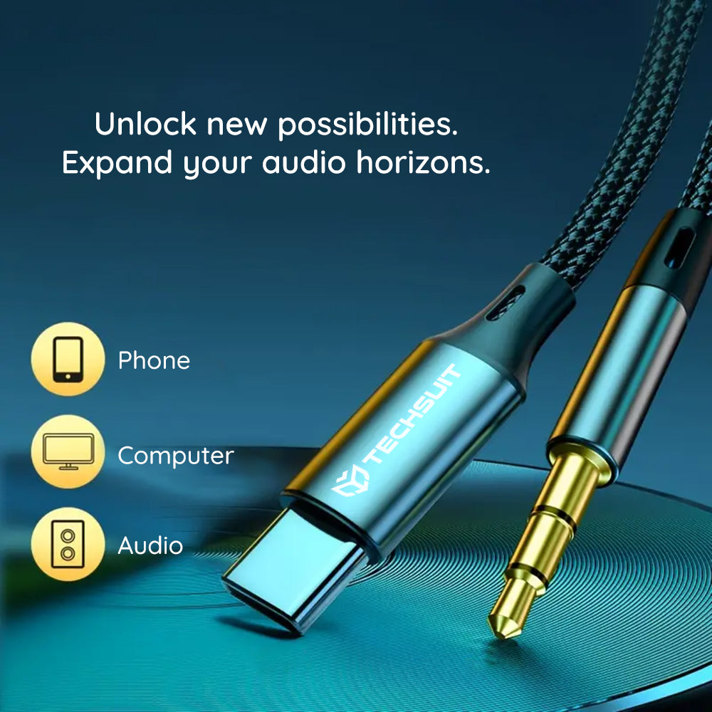 Audio-Kabel USB-C - 3,5mm Techsuit AC11 FuseXound, 0,5m, Grau