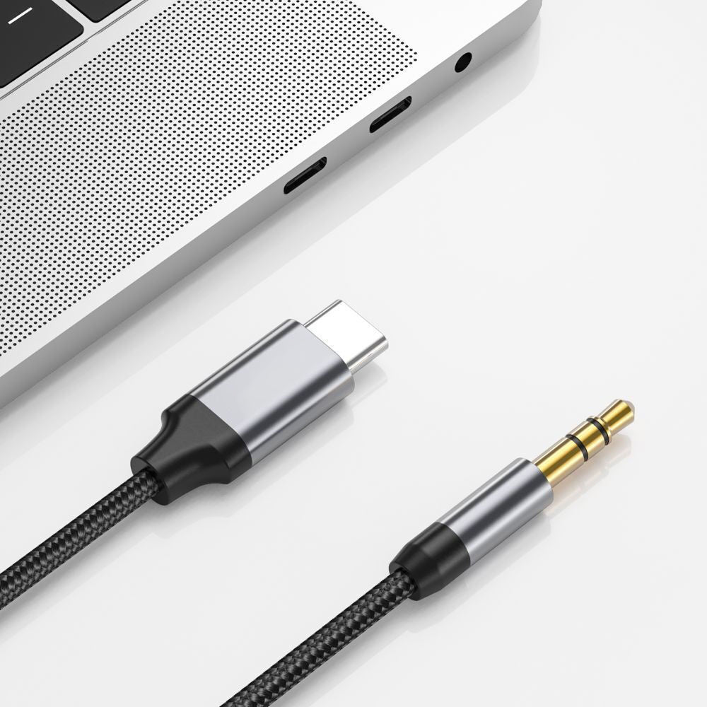 Audio Kabel USB-C - 3.5mm Techsuit AC9 SoundShell, 1.5m, Grijs