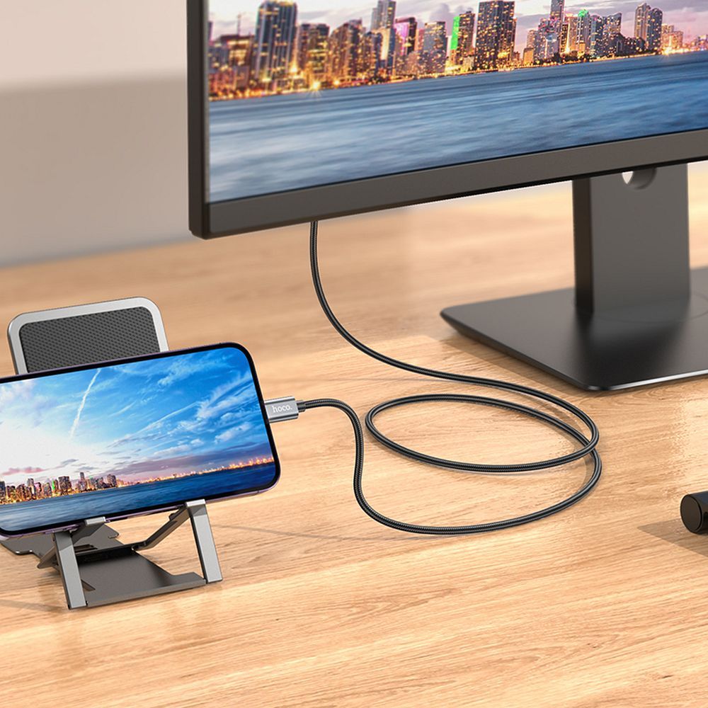 Câble Audio et Vidéo Lightning - HDMI HOCO UA27, 2m, Gris