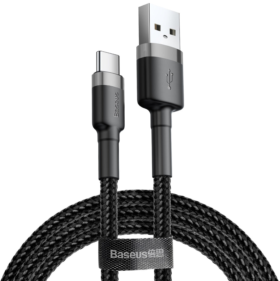 Data- en Oplaadkabel USB-A - USB-C Baseus Cafule, 60W, 1m, Grijs CATKLF-BG1