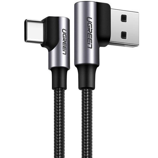 Data- en oplaadkabel USB-A - USB-C UGREEN US176 Schuin, 60W, 2m, Zwart