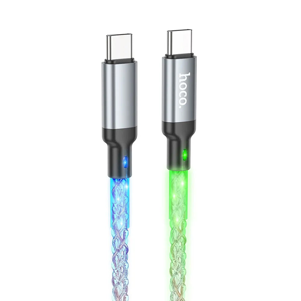 Câble de Données et de Charge USB-C - USB-C HOCO U112, 60W, 1m, Gris