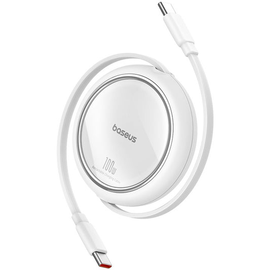 Câble de Données et de Charge USB-C - USB-C Baseus Free2Draw Mini Rétractable, 100W, 1m, Blanc P10364500211-00