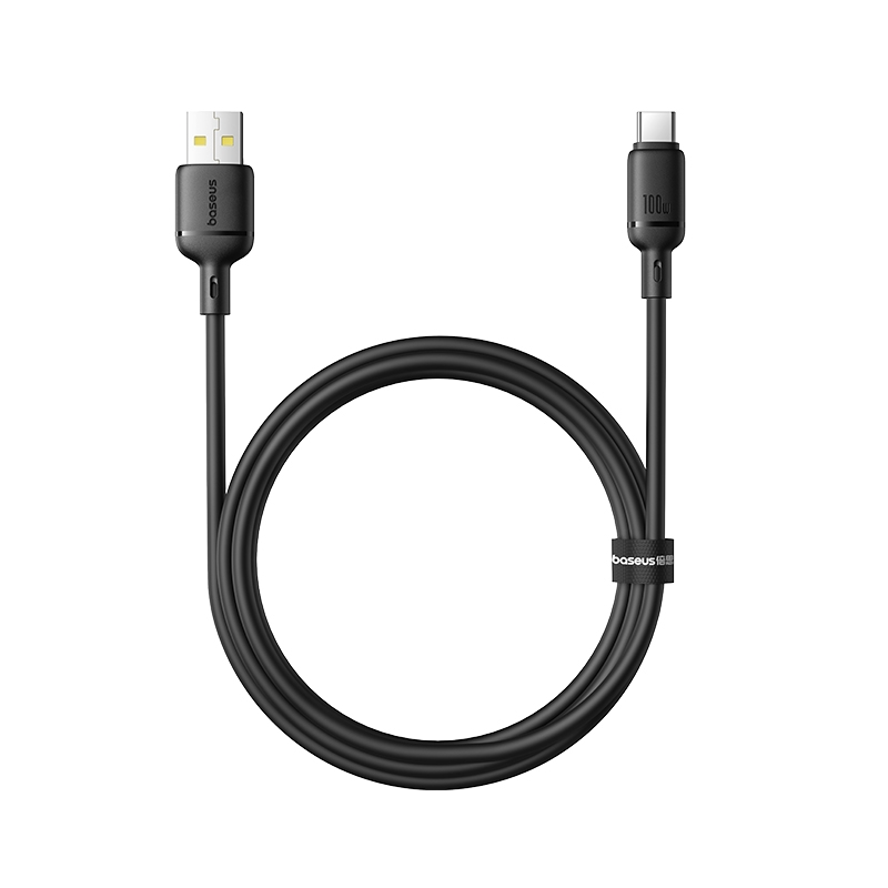 Data- en Oplaadkabel USB-A - USB-C Baseus Silky, 100W, 1m, Zwart P10377703113-00
