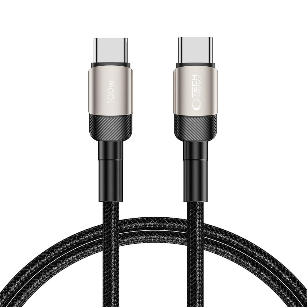 USB-C Data- en Oplaadkabel - USB-C Tech-Protect Ultraboost EVO, 100W, 1m, Zilver