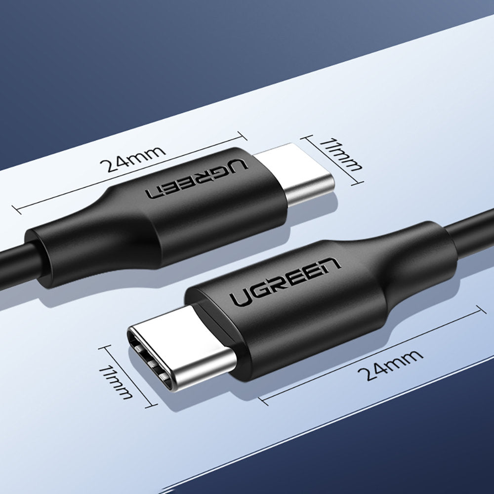 USB-C Data- en Oplaadkabel - USB-C UGREEN US286, 60W, 1.5m, Zwart