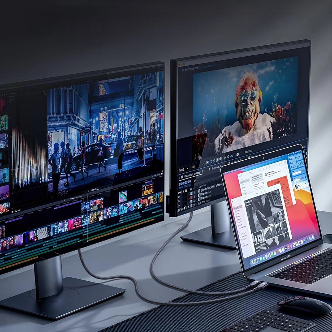 USB-C Data- en Oplaadkabel - USB-C WZK WPS-UY42S, 240W, 2m, Zwart